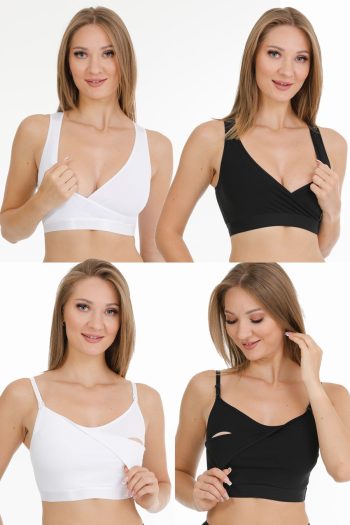 PAR LINGERIE Nursing Bra 4-Pack, Black-White