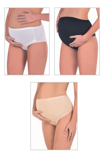 ÖZKAN Underwear Özkan 23582 3-Pack Women's Black White Nude Cotton Lycra Supreme High Waist Maternity Postpartum Briefs