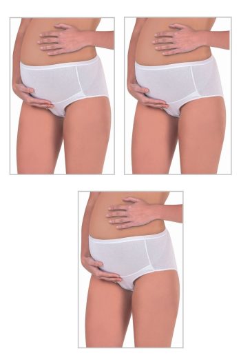 ÖZKAN Underwear Özkan 23582 3-Pack Women's White High Waist Cotton Lycra Supreme Maternity Postpartum Briefs