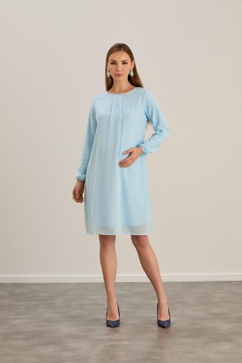 Işııl IŞIIL 4543-Pleated Collar Maternity Chiffon Tunic-Dress