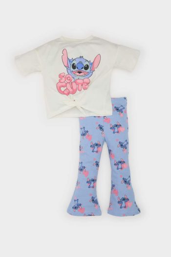 Baby Girl Disney Lilo & Stitch 2-Piece Set Short Sleeve Bike Neck T-Shirt with Ribbed Stretch Fabric Flared Leggings