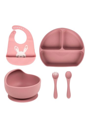 Sevi Bebe Pink Silicone Feeding Set 4 Pieces - Mommyslab Store