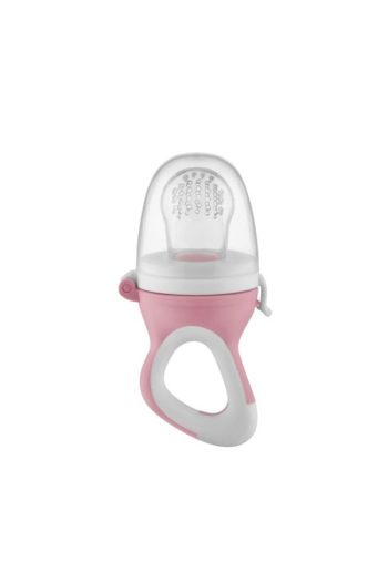 Babyjem Feeding Set - Non-Spill Plate Pink & Silicone Fruit Vegetable Pacifier Pink