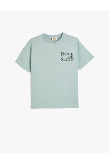 Koton Cotton T-Shirt with Slogan Print, Short Sleeves and Crew Neck