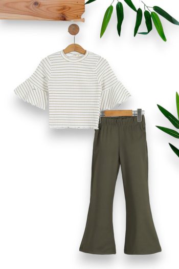Ege Baby Girl Summer Polyester Crinkle Blouse and Spanish Flare Leggings Set