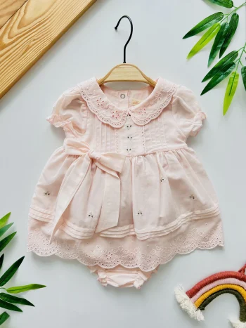 Sophie Fiyonk Detailed Lace Collared Flower Embroidered Premium Quality 2-Piece Dress Set