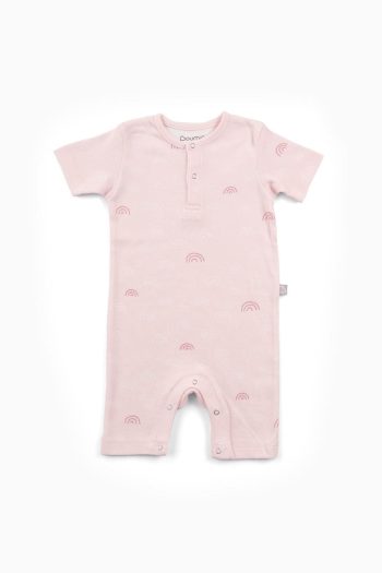 Boumini Cotton Short Sleeve Shorts Baby Romper Pink Rainbow