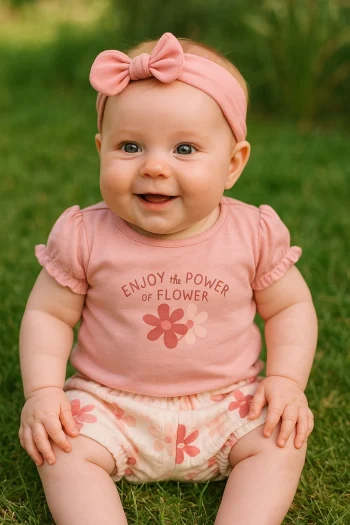 Flower Printed Two-Piece Girls Set