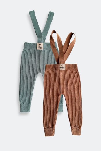 Minytrendy 2-Piece Set Unisex 4 Season Adjustable Cross Strap Flexible Knit Baby Leggings Newborn Bodysuit