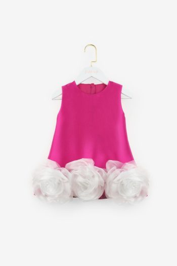 Fuchsia Dress with Rose Detail for Girls - Paola