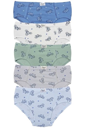 Onurel 5-Pack Boys' Bicycle Print Colorful Stretch Underwear