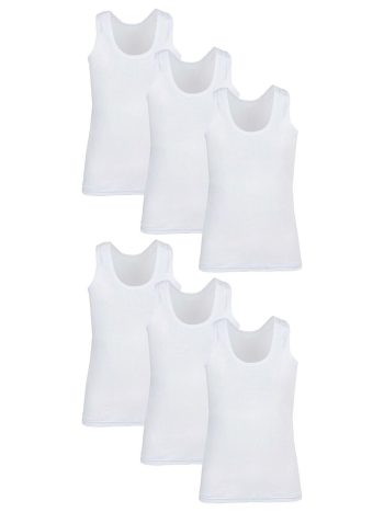 Tutku White 6-Pack Boys' 100% Cotton Tank Tops