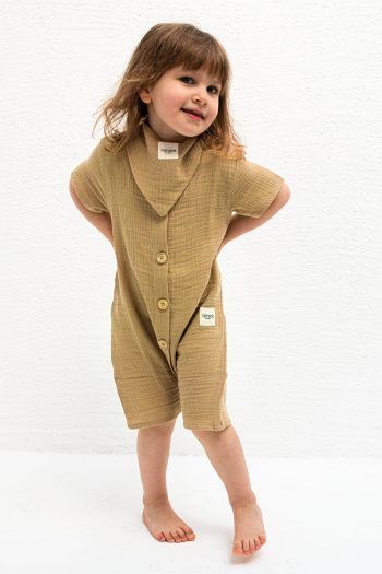Muslin Buttoned Jumpsuit Sand Beige