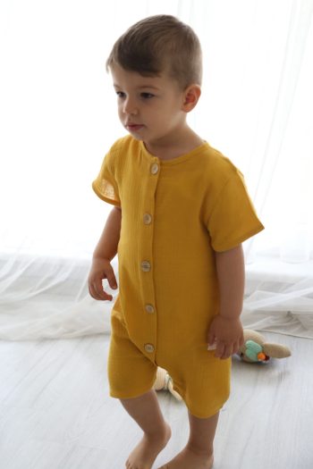 Muslin Buttoned Jumpsuit Autumn Yellow