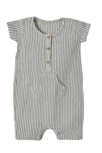 OrganicEra Organic Muslin Romper, Anthracite Striped