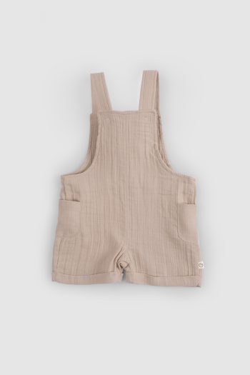 Organic Cotton Muslin Baby Beige Shorts Overall