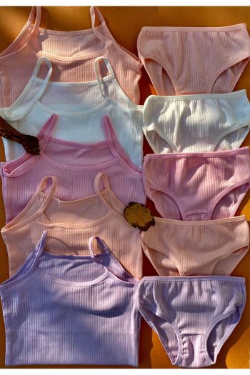 VicTroy Girls' Cotton Stretch Bra and Panty Set with 5 Pieces and Strapless Design