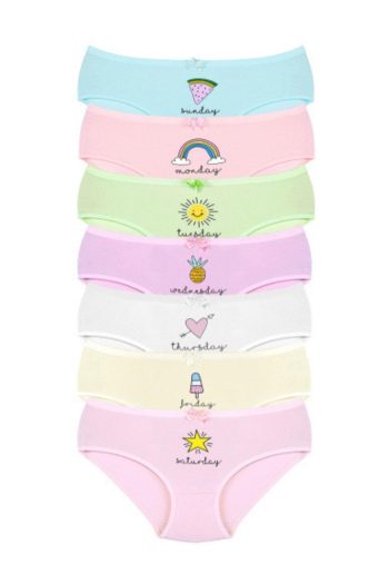 Newlilla 007 Girls Mix Color 7-Pack Printed Underwear V21