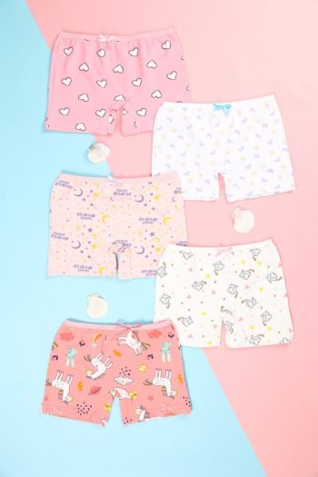 Madalina Girls' 5-Pack Boxer Shorts - 95% Cotton Mixed Pattern