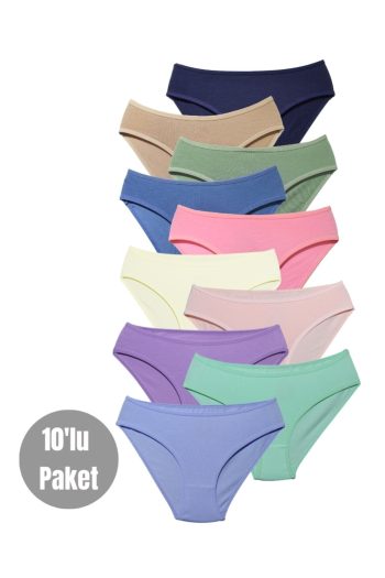 ALYA UNDERWEAR Girls' - Waiter Cotton Fabric Colorful Slip Panties 10-Pack - X16