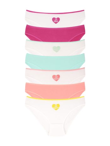 DomiKids Open Green-White Cotton Panties for Girls 7-Pack