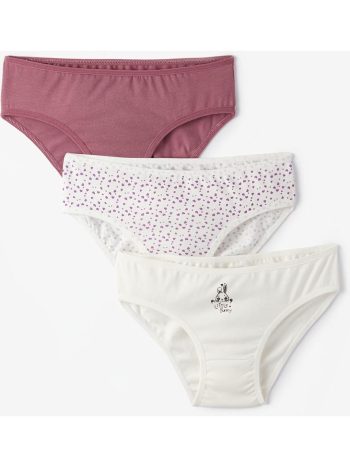 June Off-White Girl's Heart Patterned Pack of 3 Briefs