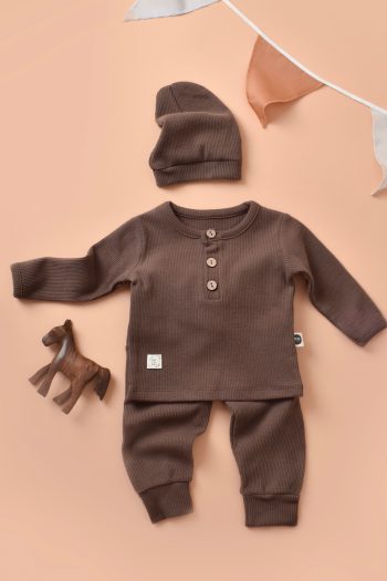 NATURAL Unisex 3-Piece Beanie and Scarf Set
