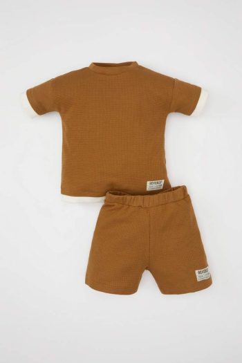 Boys' Baby Waffle Short Sleeve T-Shirt and Shorts 2-Piece Set