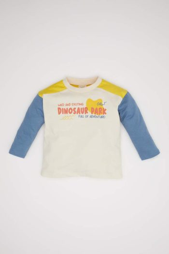 Boys' Bicycle Collar Long Sleeve T-Shirt with Slogan Print