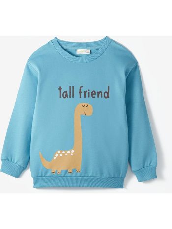 June Petrol Round Neck Long Sleeve Printed Baby Boy Sweatshirt