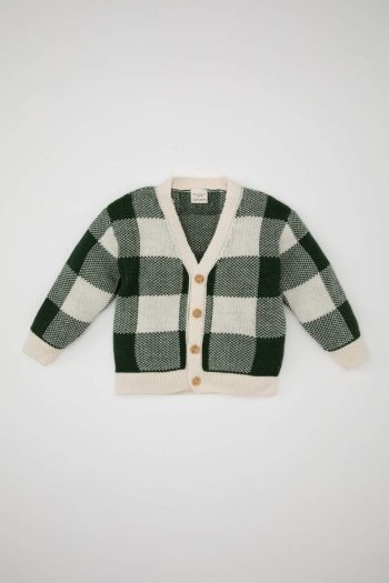 Baby Boy V-Neck Checked Cardigan