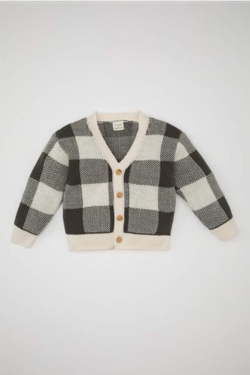Baby Boy V-Neck Checked Cardigan