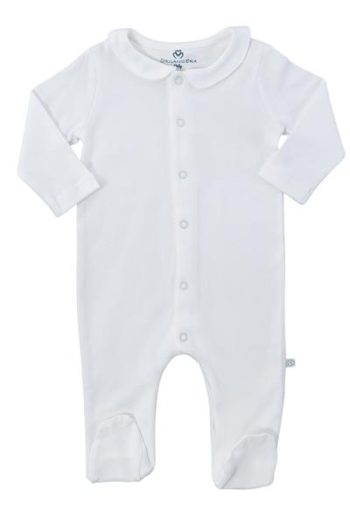 OrganicEra Organic Baby Collar Jumpsuit Without Embroidery, Ecru
