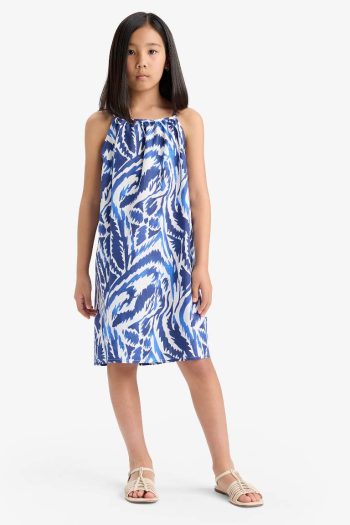 Girls' Printed Viscose Sleeveless Dress