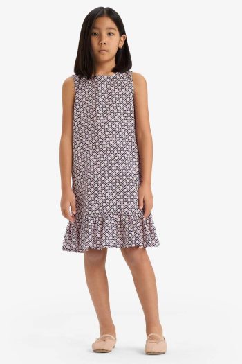 Girl's Patterned Viscose Sleeveless Dress
