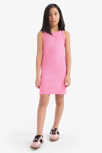 Fitted Bicycle Neck Ribbed Knit Sleeveless Dress