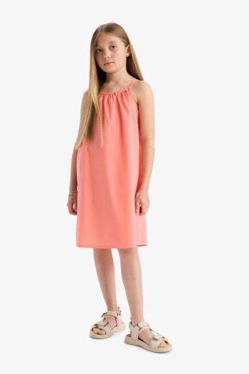 Girls' A-Line Cotton Suspender Dress