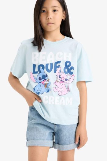 Girl's Disney Lilo & Stitch Relax Fit Short Sleeve Crew Neck T-Shirt