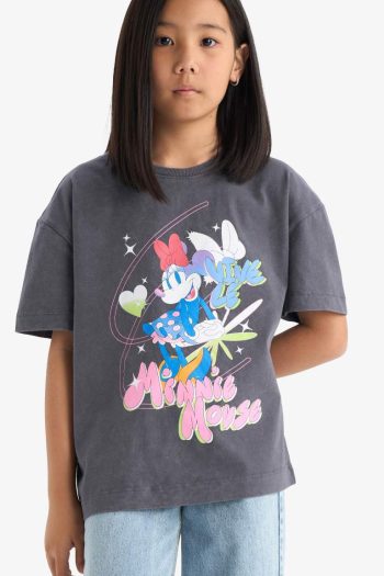 Girls' Disney Mickey & Minnie Oversized Wide Fit Crew Neck Short Sleeve T-Shirt