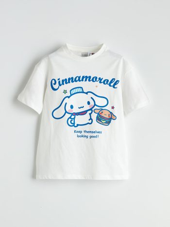 LCW Kids Ekru Crew Neck Cinnamoroll Printed Girls T-Shirt