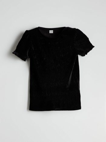 LCW Kids Black Round Neck Girls T-Shirt