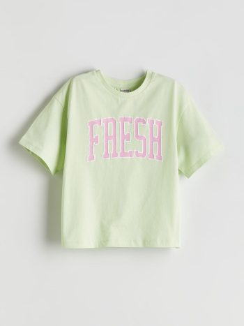 LCW Kids Green Bicycle Neck Girl's T-Shirt