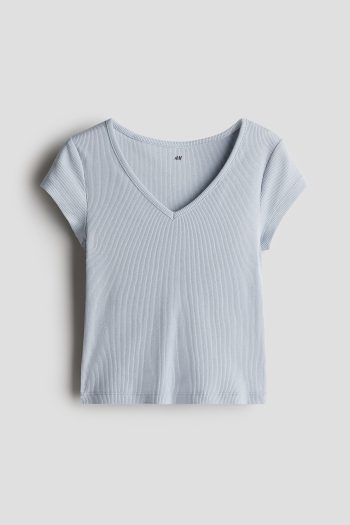 Cotton and Ribbed Jersey Top