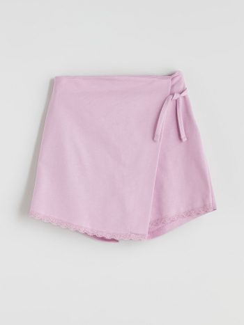 LCW Kids Lila Belted Elastic Waist Girls' Shorts Skirt