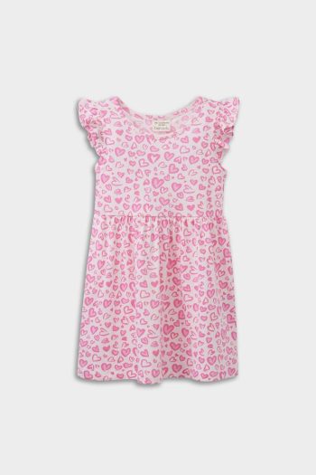 Girl's Heart Patterned Short Sleeve Dress