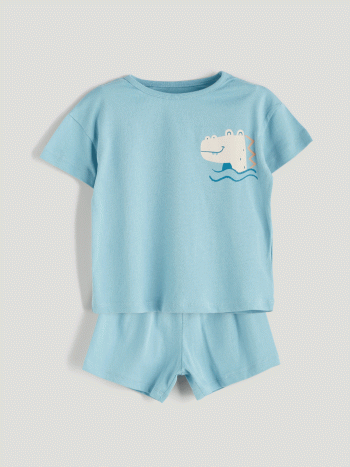 LCW Baby Blue Dinosaur Printed Baby Boys Pajama Set