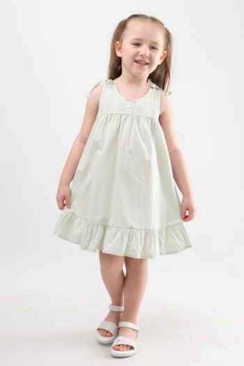 Baby Girl Dress with Button Details and Printed Fabric