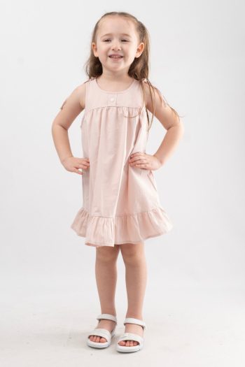 Baby Girl Printed Dress with Button Details in Poplin