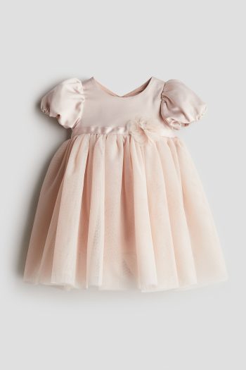 Satin Dress with Tulle Skirt