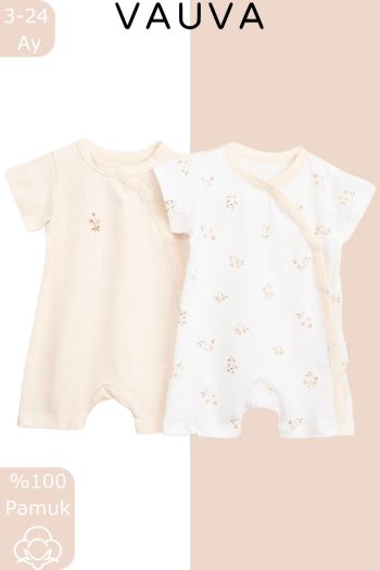 Baby 2-Piece Snap Romper with Print and Embroidery for Summer